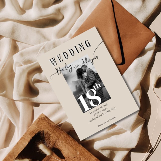 Invitación de Boda con Foto Simple Minimalista Mod (Subido por el creador)