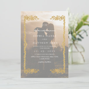 Invitación de boda con foto superpuesta clásica y 