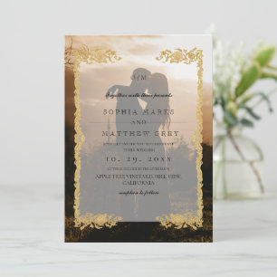 Invitación de boda con foto superpuesta clásica y 