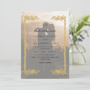 Invitación de boda con foto superpuesta clásica y 