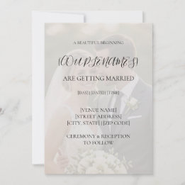 Invitación de boda con foto superpuesta en blanco