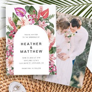 Invitación de Boda con Foto Tropical Colorida