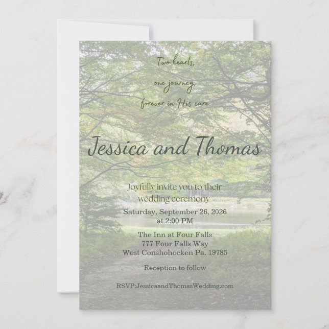 Invitación de boda con foto Two Hearts One Journey (Anverso)