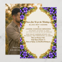 Invitación de boda con foto vertical Jersey Violet