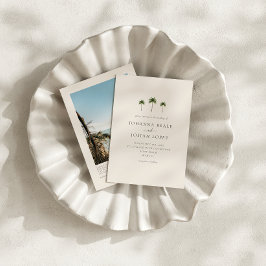 Invitación de boda con foto y código QR de palmera