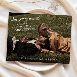 Invitación de boda con foto y escritura a mano inf