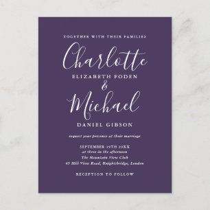 Invitación de boda con foto y firma en letra scrip