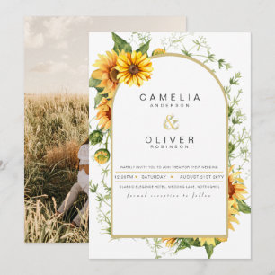 Invitación de Boda con Foto y Girasoles