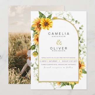 Invitación de Boda con Foto y Girasoles