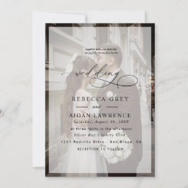 Invitación de boda con foto y letra elegante