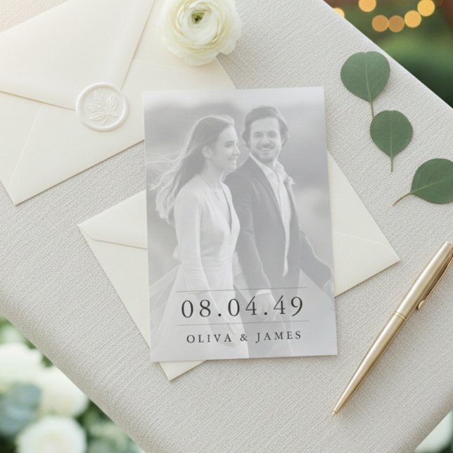 Invitación de boda con foto y letra moderna clásic (Subido por el creador)