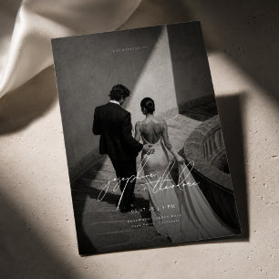 Invitación de Boda con Fotografía Completa en Blan