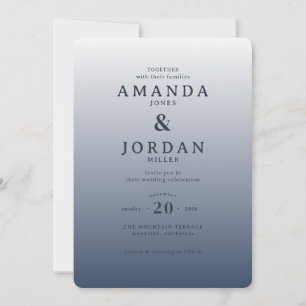 Invitación de boda con fuente serif y gradiente gr