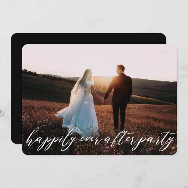 Invitación de boda con fuga de caligrafía moderna  (Anverso / Reverso)