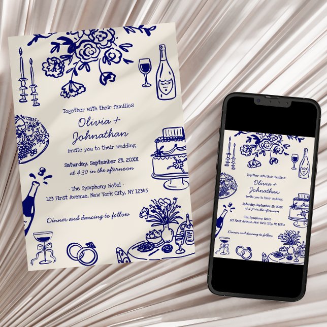 Invitación de Boda con Garabatos/Dibujos a Mano (Subido por el creador)