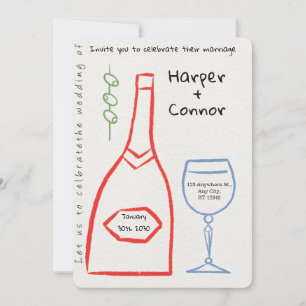 Invitación de boda con garabatos lindos