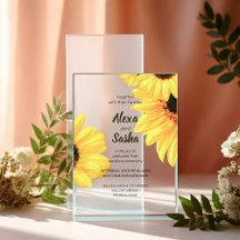 Invitación de boda con girasoles al acuarela