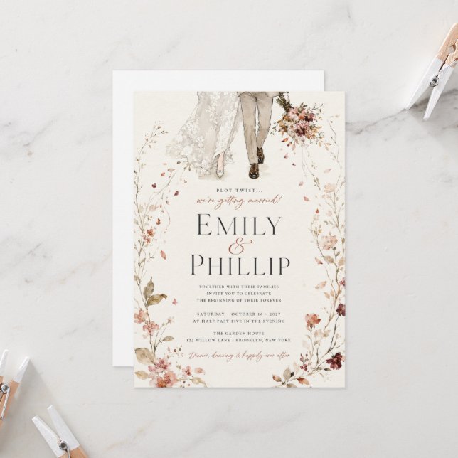 Invitación de boda con giro inesperado en acuarela (Anverso/Reverso In Situ)