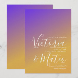 Invitación de boda con gradiente de sombra púrpura