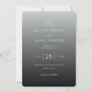 Invitación de boda con gradiente gris elegante