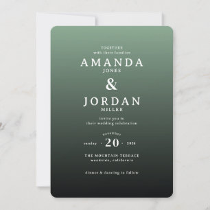 Invitación de boda con gradiente verde elegante