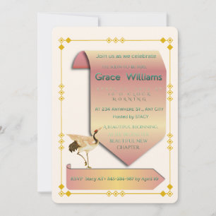 Invitación de boda con grulla elegante de Chinoise