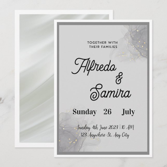 Invitación de boda con guión clásico (Anverso / Reverso)
