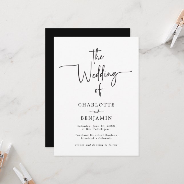 Invitación de boda con guión de código QR (Anverso/Reverso In Situ)