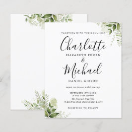 Invitación de boda con guión de hojas de verde pre