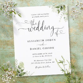 Invitación de boda con guión de hojas de verde pre