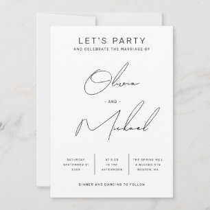 Invitación de boda con guión limpio moderno minima