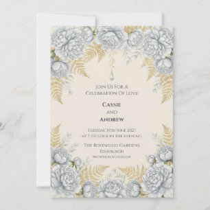 Invitación de boda con Helecho Peonía Blanca