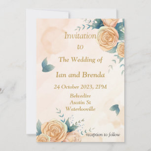 Invitación de boda con hermosas flores amarillas
