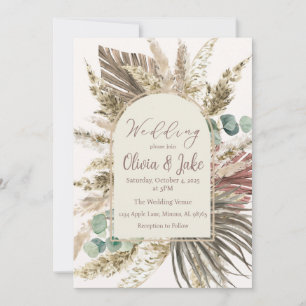 Invitación de Boda con Hierba de Pampas Boho — Ver