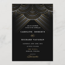 Invitación de boda con hilo dorado Art Deco