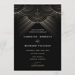 Invitación de boda con hilo dorado Art Deco