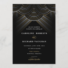 Invitación de boda con hilo dorado Art Deco