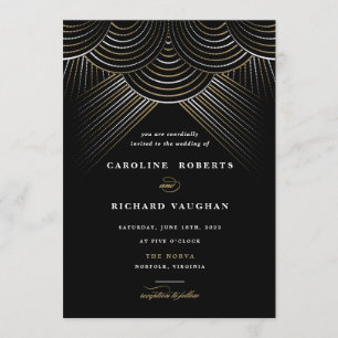 Invitación de boda con hilo dorado Art Deco