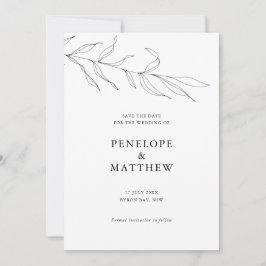 Invitación de boda con hoja de follaje de dibujo l