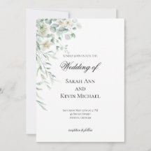 Invitación de boda con hojas de eucalipto verde