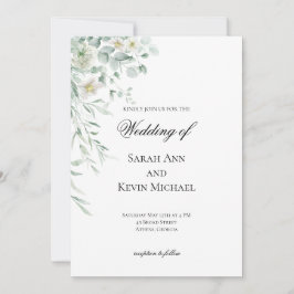 Invitación de boda con hojas de eucalipto verde
