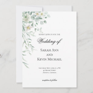 Invitación de boda con hojas de eucalipto verde