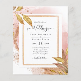 Invitación de Boda con Hojas de Oro Rosa Presupues