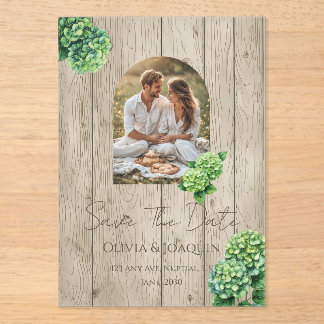 Invitación de Boda con Hortensia Verde