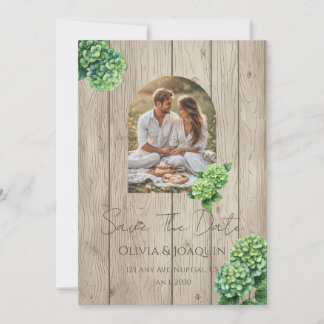 Invitación de boda con Hortensia Verde