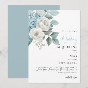 Invitación de boda con Hortensias Azules Aqua