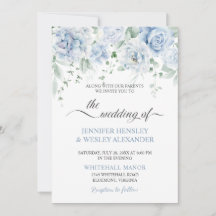 Invitación de boda con Hortensias de Rosas Azul Pá