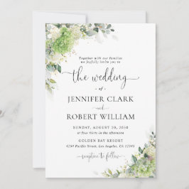 Invitación de boda con hortensias florales