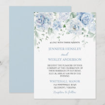 Invitación de boda con Hortensias Rosas Azules Pál