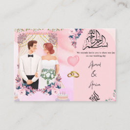 Invitación de boda con ilustración de pareja flora